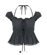 Zena Lace Check Blouse