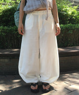 Demon Pastel Summer Cotton Big Wide Long Cotton Pants with Belt Detail 4 Colors