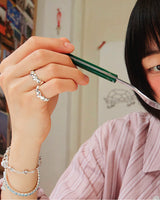 マッシュルームキュービックリング(WB) (925 silver)