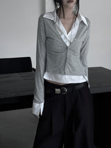 basic shirt layered cardigan (2color)