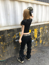 キーバーブラックジップパンツ