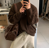  Isabelle Vienna V-Neck Loose Fit Ribbed Long Sleeve Knit