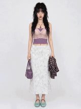MISTY FLORAL SATIN SKIRT