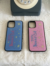 Little Bunny Cat Glass Bumper Case ( Blue )