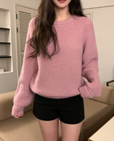 [Wool 20%] Dobby Line Alpaca Round Knit