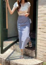 Herrit Seersucker Stripe Long Skirt