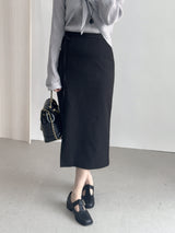Raond Belt H-line Cut-out Long Skirt