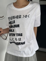 ボンジュハイレターセミクロップベーシックフィットショートスリーブTシャツ5カラー