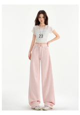 Cherry Blossom Pink Wide Leg Lyocell Denim Jeans