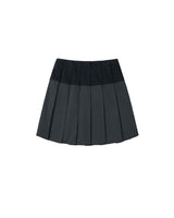 Raw Edge Colour Block Pleated Skirt _ NAVY