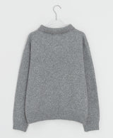 Huble Color Button Wool Collar Over Knit