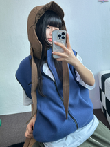 FLEECE LAYERED VEST ZIP UP💚💙🖤🧡4COLOR