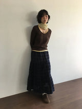 Joupe check long skirt (2color)