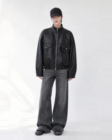 (UNISEX) Rush Crop Leather Jacket