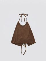 Halter-Tie Suede Apron_Brown