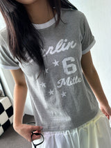 Baby Barbie Semi-Cropped Print Ringer T-Shirt 3color