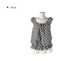 Poupo Lace Layered Scrunchie Check Sleeveless
