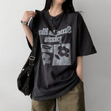 Bird Oversized Fit Flower Short Sleeve T-shirt