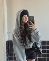 [U-BASIC] Tom Brushed Two Way Crop Hood Zip-Up