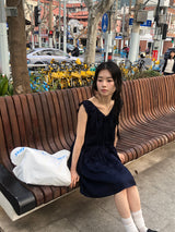 シルキーシャーリングドレス_black