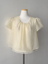 Organza Plain Layered Short Sleeve Blouse