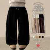 Any soft corduroy side pin tuck incision wide pants