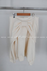 Ribbon off-shoulder oversized fit sweatshirt