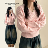 Pure Layered Twisted V-Neck Knitwear