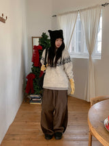 25FW★ [BAONHAUS] セルンカラーマッチングコーデュロイワイドパンツ