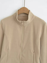Velvet Collar Slim Round Zip-Up