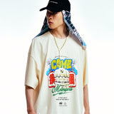 [UNISEX] C.O.M.E モータースポーツオーバーサイズプリントコットンジャージTシャツ（ベージュ）