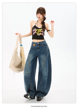 Vintage Curved Wide Denim – Relaxed High Waist Tencel Blend Jeans