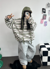 フリースピッカブル ❤ハーディーサークルラインバルーンロングスウェットパンツ🤎🩶🖤3COLOR