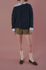 Cinnamon cable knit_navy