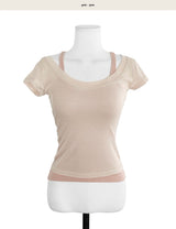 lip bagel halter sleeveless + clean short sleeve top set
