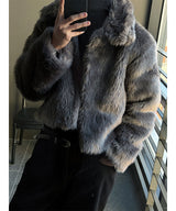[Unisex] クロップグレイッシュファージャケット