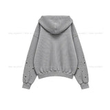 Beck Eyelet Sleeve Waffle Hood Zip-Up