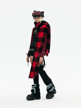 Emoha Red and black punk cat furry cat claws nails scarf