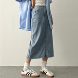 Sundy Charlang クールデニムロングスカート [ショート & ベーシックセレクション] Lyocell Fabric