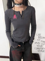 Pink Skull Stripe Top