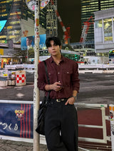 Herringbone Loose regular pants