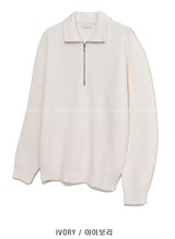Nade Washable Overfit High Neck Turtle Semi-Zip-Up Knit