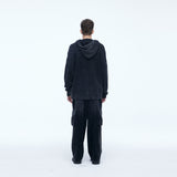 Washing Corduroy Cargo Banding Denim Pants Black