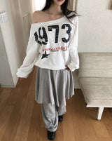 Benki Vintage One-Shoulder Sweatshirt