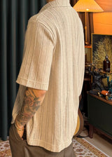 Cotton net collar short sleeve knit 3COLOR