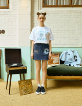 Sky Blue Classic Big Logo Crew Neck White Short Sleeve T-shirt [Unisex]
