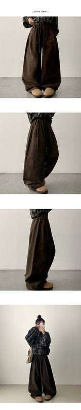 [short, basic, long choice*] League banding pintuck cotton wide pants (4 colors)