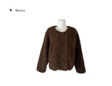 Boker Two Button Fluffy No Collar Fur Jacket
