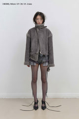 Detachable Fur Shearling Jacket / Charcoal