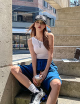 Low rivet one shoulder sleeveless